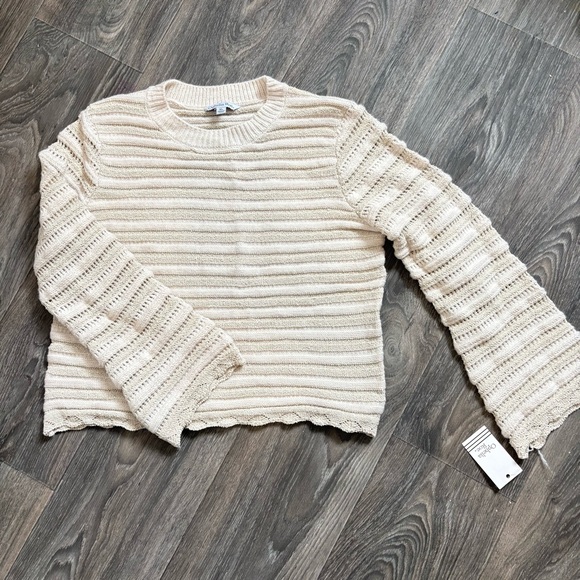 Ophelia Roe Sweaters - NWT Striped sweater scalloped hem bell sleeves